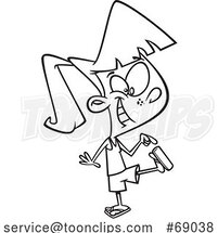 Cartoon Black and White Girl Wearing Flip Flops by Toonaday