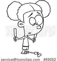 Cartoon Black and White Girl Dropping a Popsicle by Toonaday