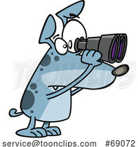 Cartoon Watch Dog Looking Through Binoculars by Toonaday