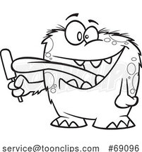 Cartoon Lineart Monster Licking a Popsicle by Toonaday