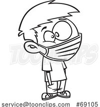 Cartoon Lineart Boy Wearing a Mask by Toonaday