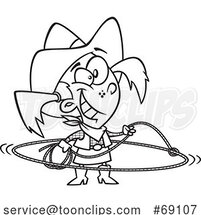 Cartoon Lineart Western Cowgirl by Toonaday