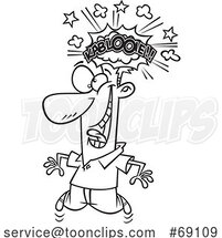 Cartoon Lineart Guy with a Brain Explosion by Toonaday