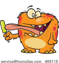 Cartoon Monster Licking a Popsicle by Toonaday