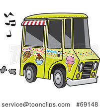 Cartoon Ice Cream Truck with Music Notes by Toonaday
