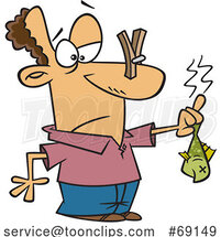 Cartoon White Guy Holding a Stinky Fish by Toonaday