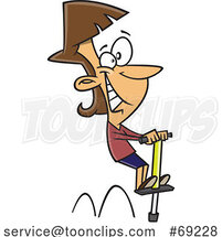 Cartoon Lady on a Pogo Stick by Toonaday