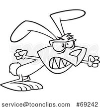 Cartoon Lineart Angry Rabid Rabbit by Toonaday