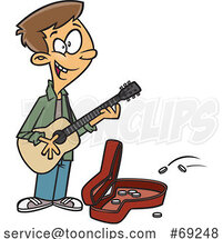 Cartoon Teen Boy Playing a Guitar on the Street by Toonaday