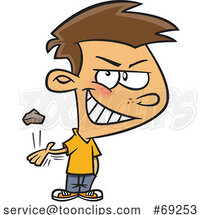 Cartoon Mischievous Boy Throwing a Rock by Toonaday