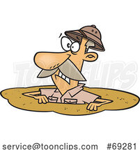 Cartoon Guy Drowning in Quicksand by Toonaday