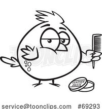 Cartoon Lineart Cardinal Bird with Feather Paste and a Comb by Toonaday
