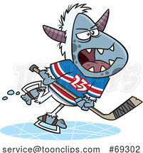 Cartoon Yeti Playing Hockey by Toonaday