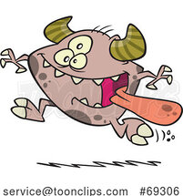 Cartoon Monster Running with Its Tongue Hanging out by Toonaday