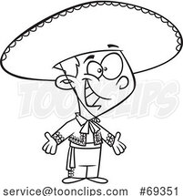 Black and White Cartoon Mexican Boy by Toonaday
