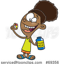 Cartoon Girl Taking Laughter Medicine by Toonaday