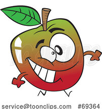 Cartoon Grinning Apple by Toonaday