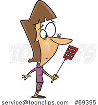 Cartoon White Lady Holding a Swatter and Looking at a Fly on Her Nose by Toonaday