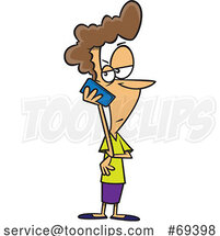 Cartoon Lady Holding a Cell Phone to Her Ear and Looking Annoyed by Toonaday
