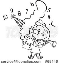 Cartoon Black and White Girl Counting down to the New Year by Toonaday