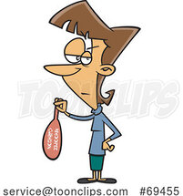 Cartoon Annoyed Lady Holding a Whoopee Cushion by Toonaday