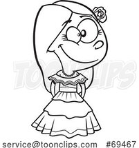 Cartoon Black and White Mexican Girl by Toonaday