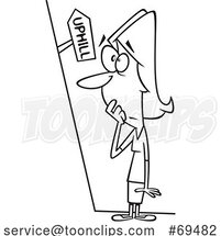 Cartoon Black and White Lady Facing All Uphill by Toonaday