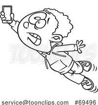 Cartoon Black and White Boy with Fast Cellular by Toonaday