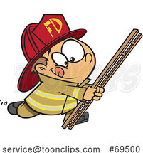 Cartoon Fireman Boy Running with a Ladder by Toonaday
