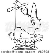 Cartoon Black and White Ballerina Rhinoceros by Toonaday