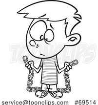 Cartoon Black and White Boy with a Weak Link by Toonaday