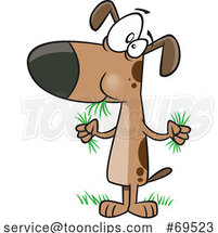 Cartoon Dog Munching on Grass by Toonaday