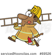 Cartoon Firefighter Carrying a Ladder by Toonaday