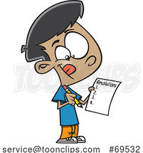 Cartoon Boy Writing a Resolutions List by Toonaday