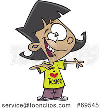 Cartoon Girl Wearing an I Love Theater Shirt by Toonaday