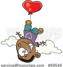 Cartoon Boy Floating Away with a Heart Balloon by Toonaday