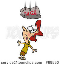 Cartoon Lady Under a Falling Taxes Boulder by Toonaday