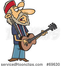 Cartoon Guy Playing a Guitar Willie Nelson by Toonaday