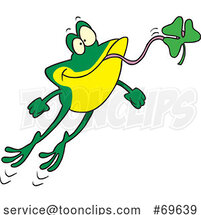 Cartoon Frog Leaping and Eating a Clover by Toonaday