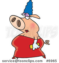 Cartoon Fancy Pig in a Dress by Toonaday