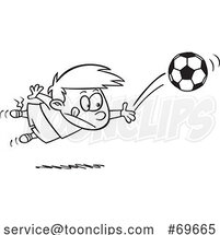 Cartoon Black and White Boy Soccer Goalie by Toonaday