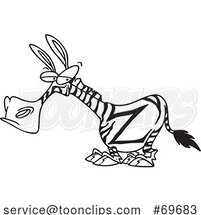 Cartoon Black and White Zebra with a Z Mark by Toonaday