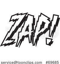 Cartoon Black and White Word ZAP by Toonaday