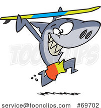 Cartoon Shark Running with a Surfboard by Toonaday