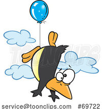 Cartoon Penguin Floating with a Balloon by Toonaday