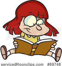 Cartoon Girl Reading a Book by Toonaday
