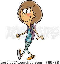 Cartoon Girl Walking to School by Toonaday