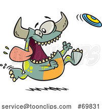 Cartoon Monster Chasing a Frisbee by Toonaday