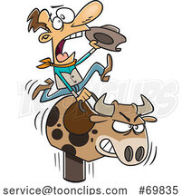 Cartoon Cowboy Riding a Mechanical Bull by Toonaday