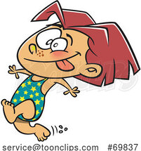 Cartoon Summer Girl Running to Go Swimming by Toonaday